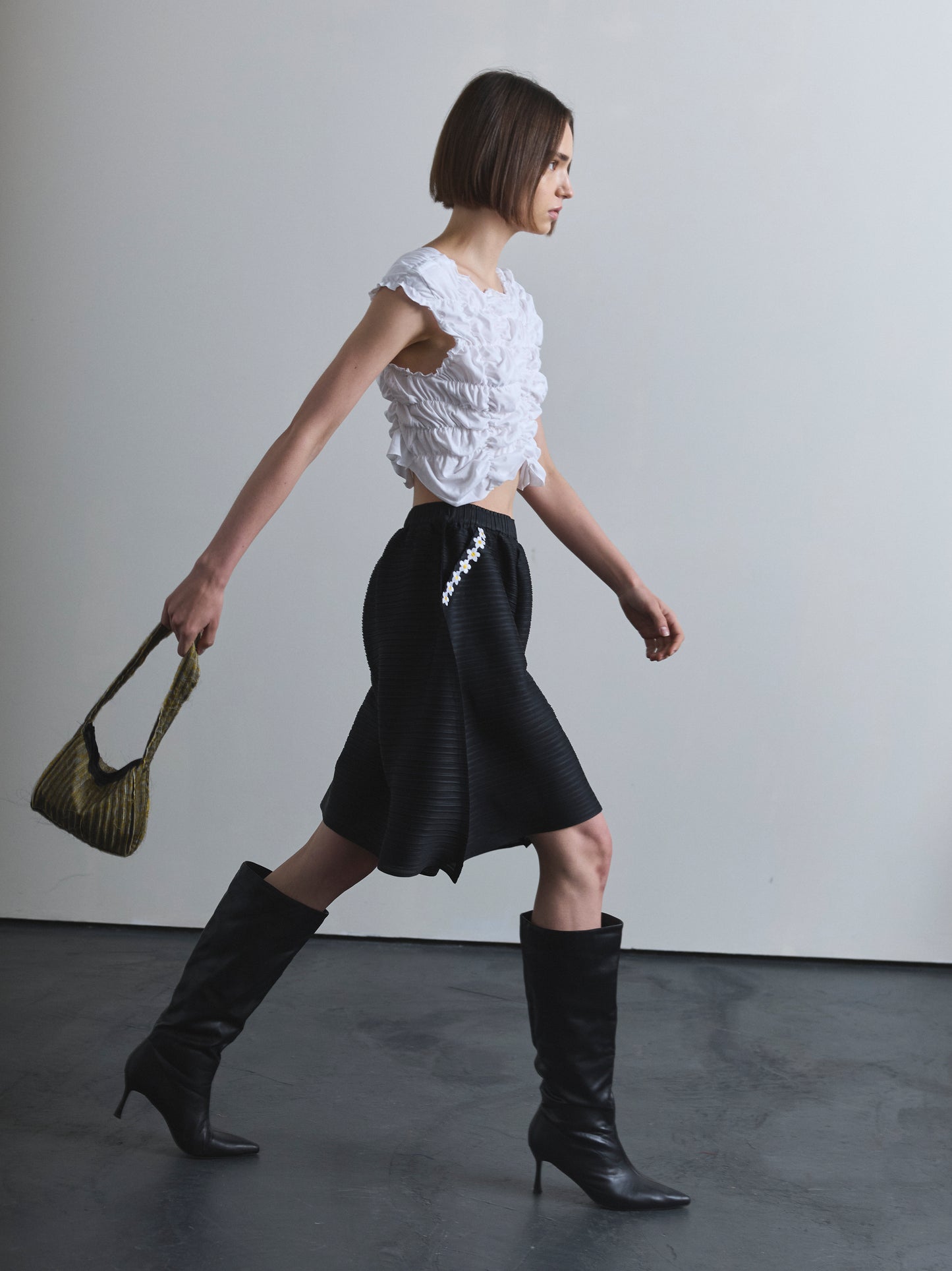 Lanes Pleat Fray Bag