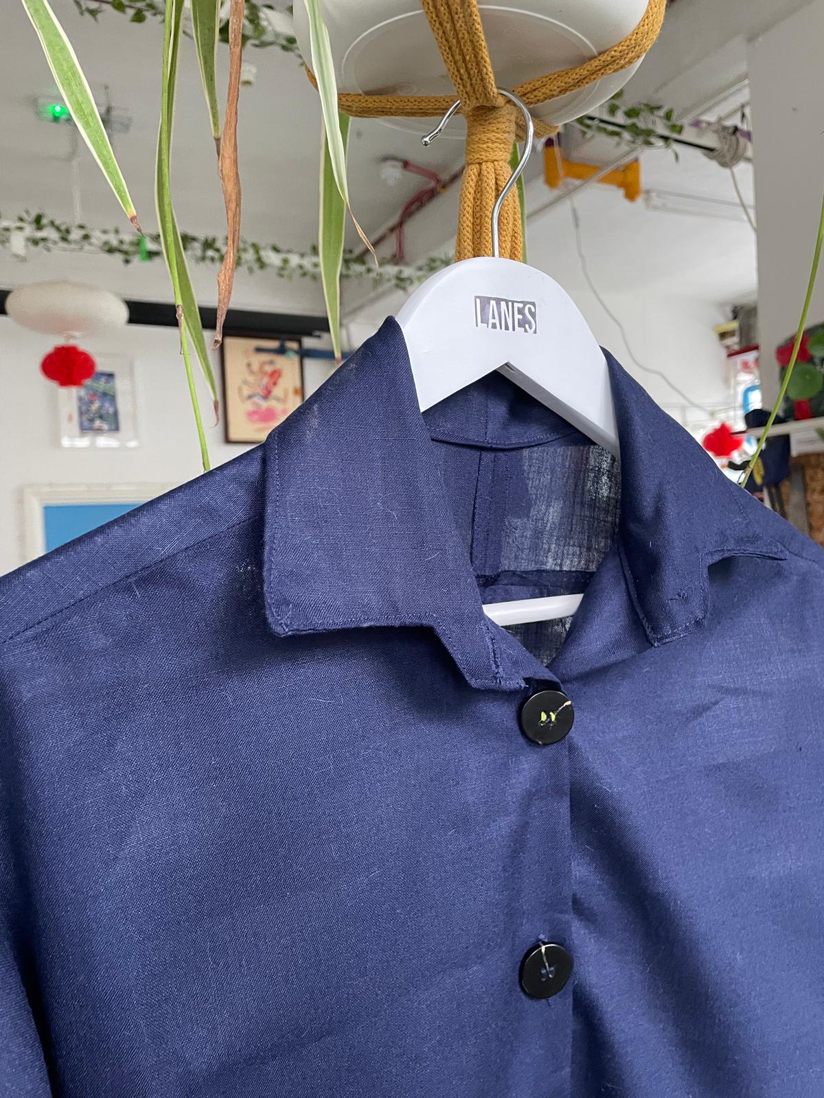 Handmade Navy Shirt with Embroidery