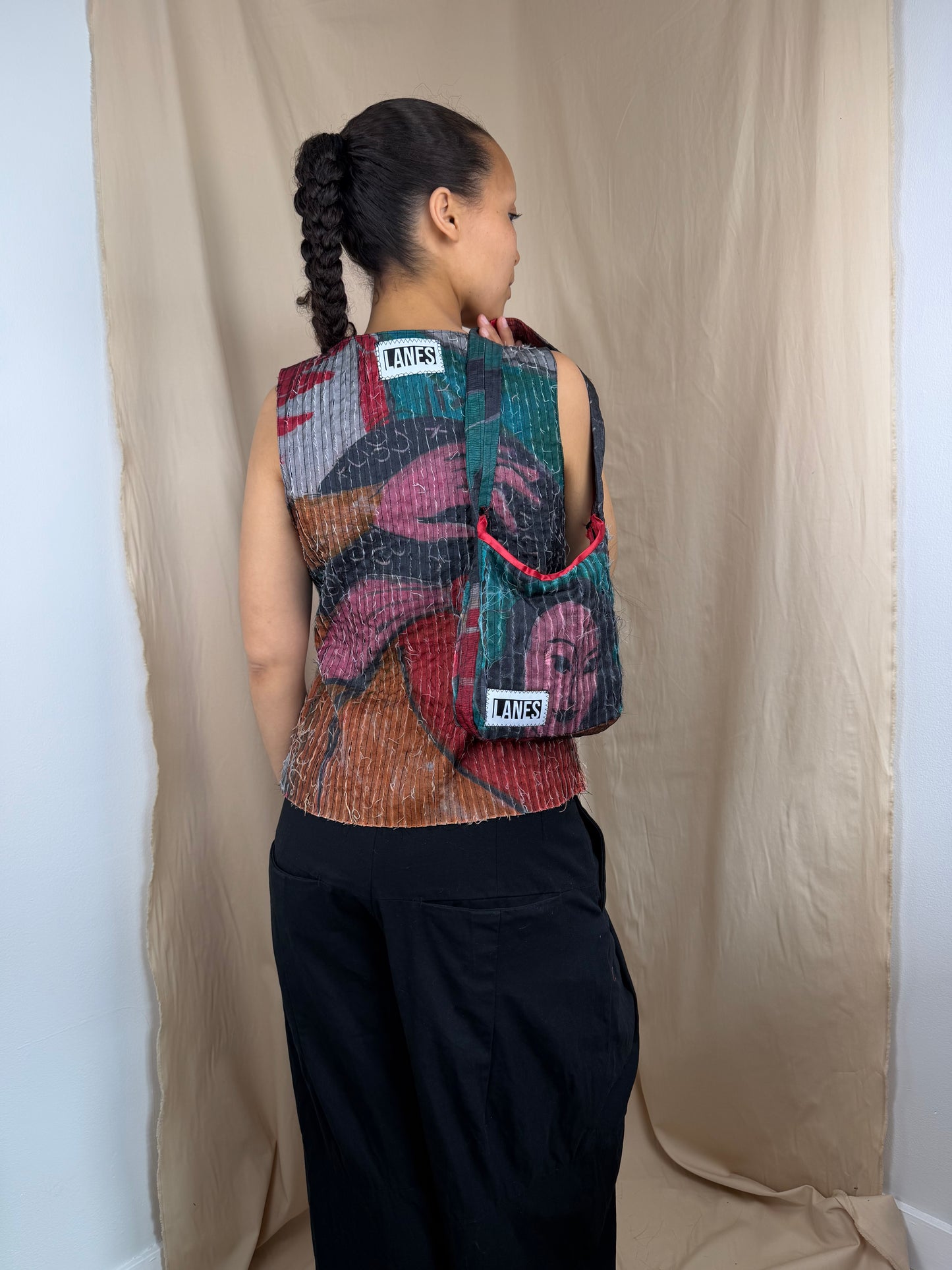 Lanes Pleat Fray Bag