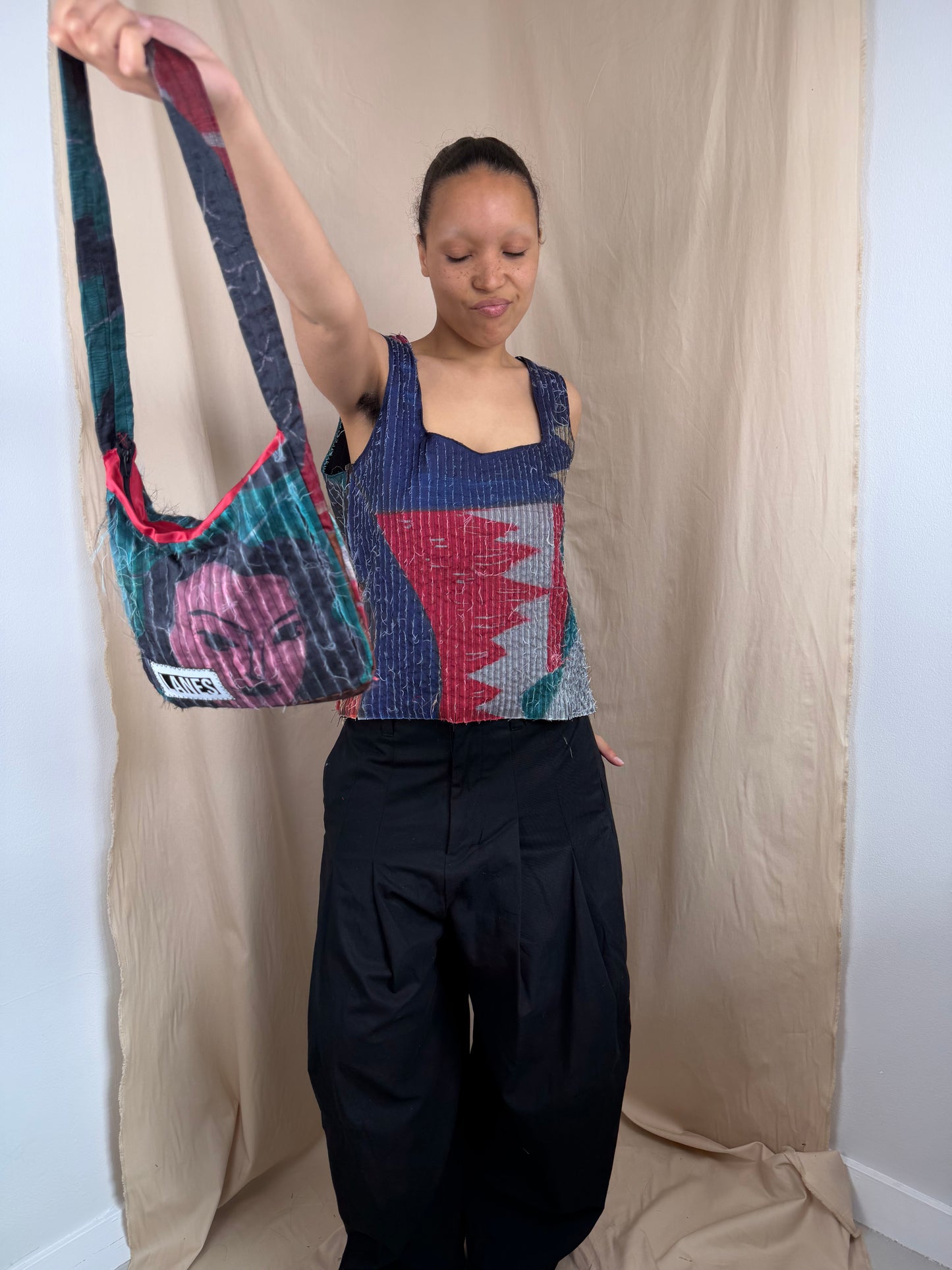 Lanes Pleat Fray Bag