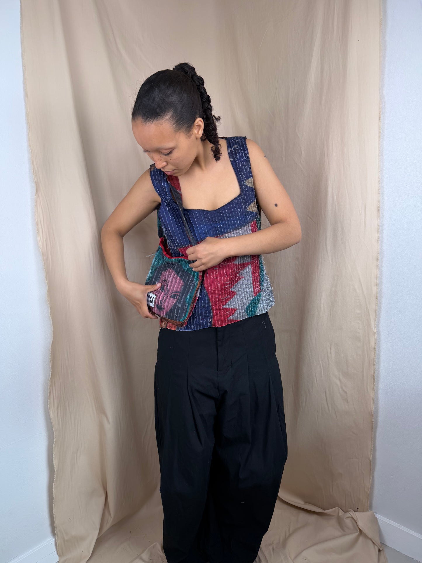 Lanes Pleat Fray Bag