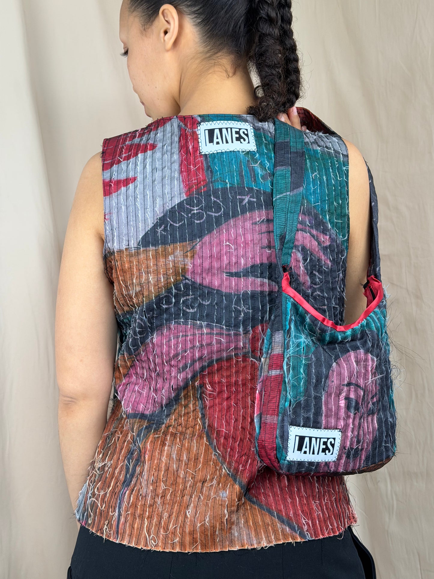 Lanes Pleat Fray Bag