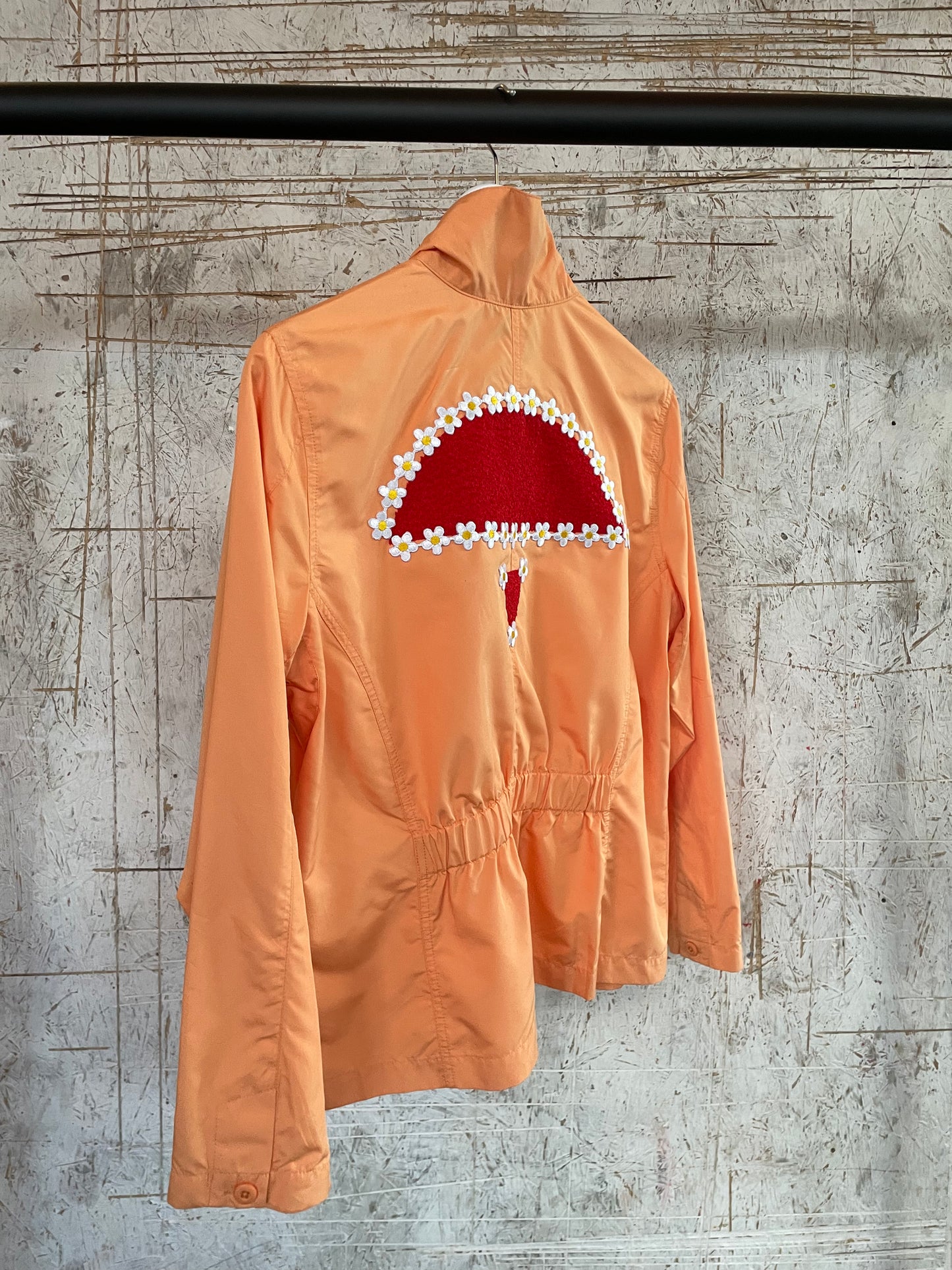Vintage Orange Windbreaker Jacket with Appliqué Design
