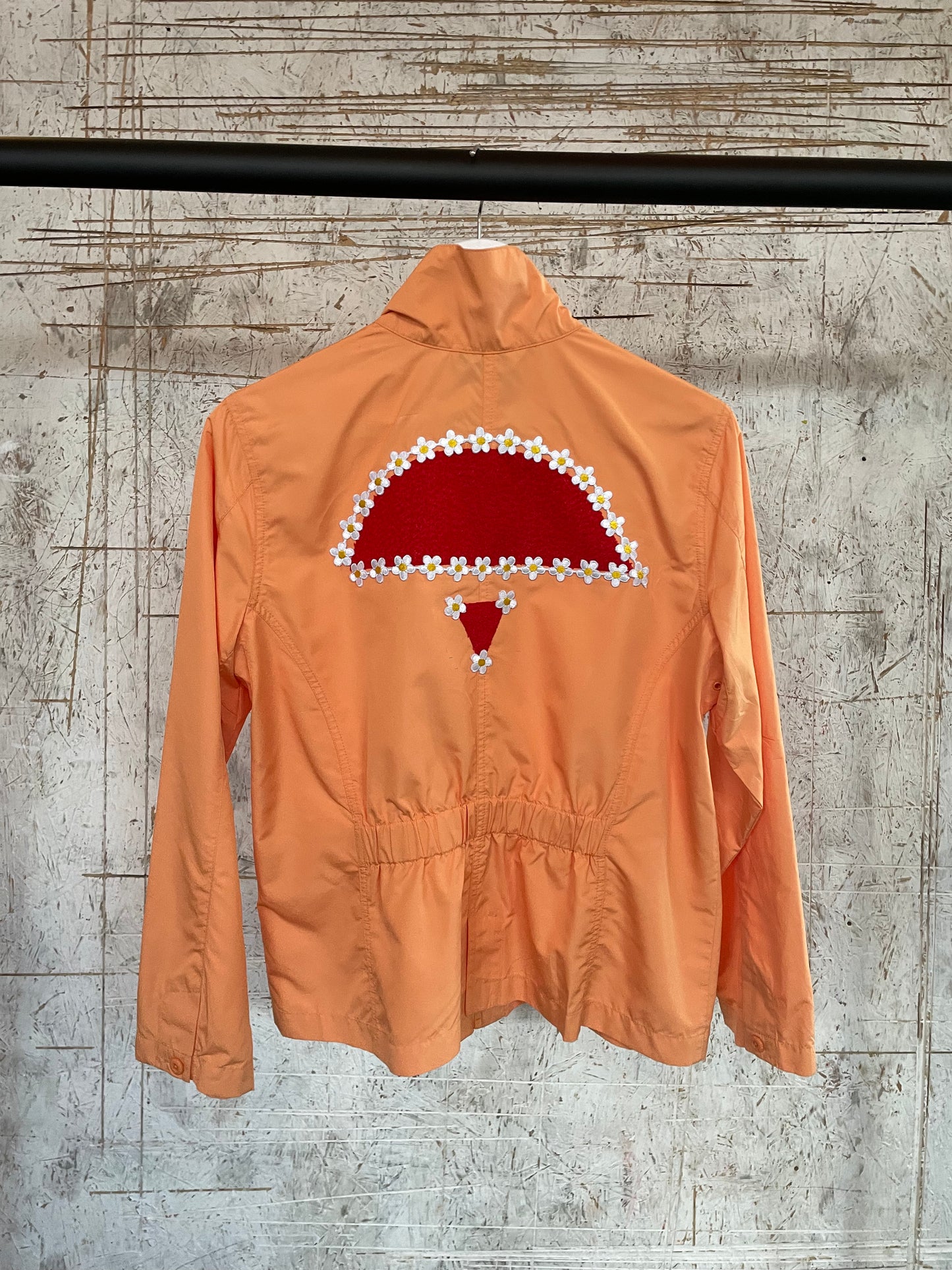 Vintage Orange Windbreaker Jacket with Appliqué Design