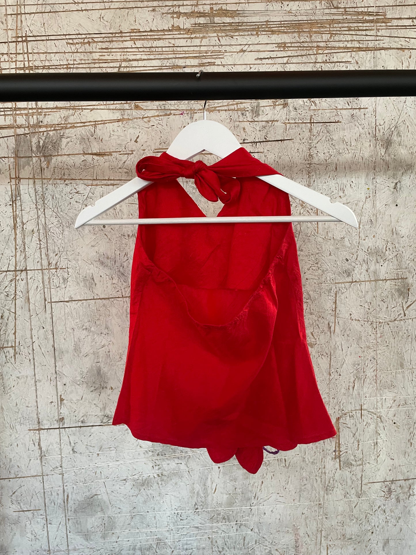 Handmade Silk Red Top with Flower