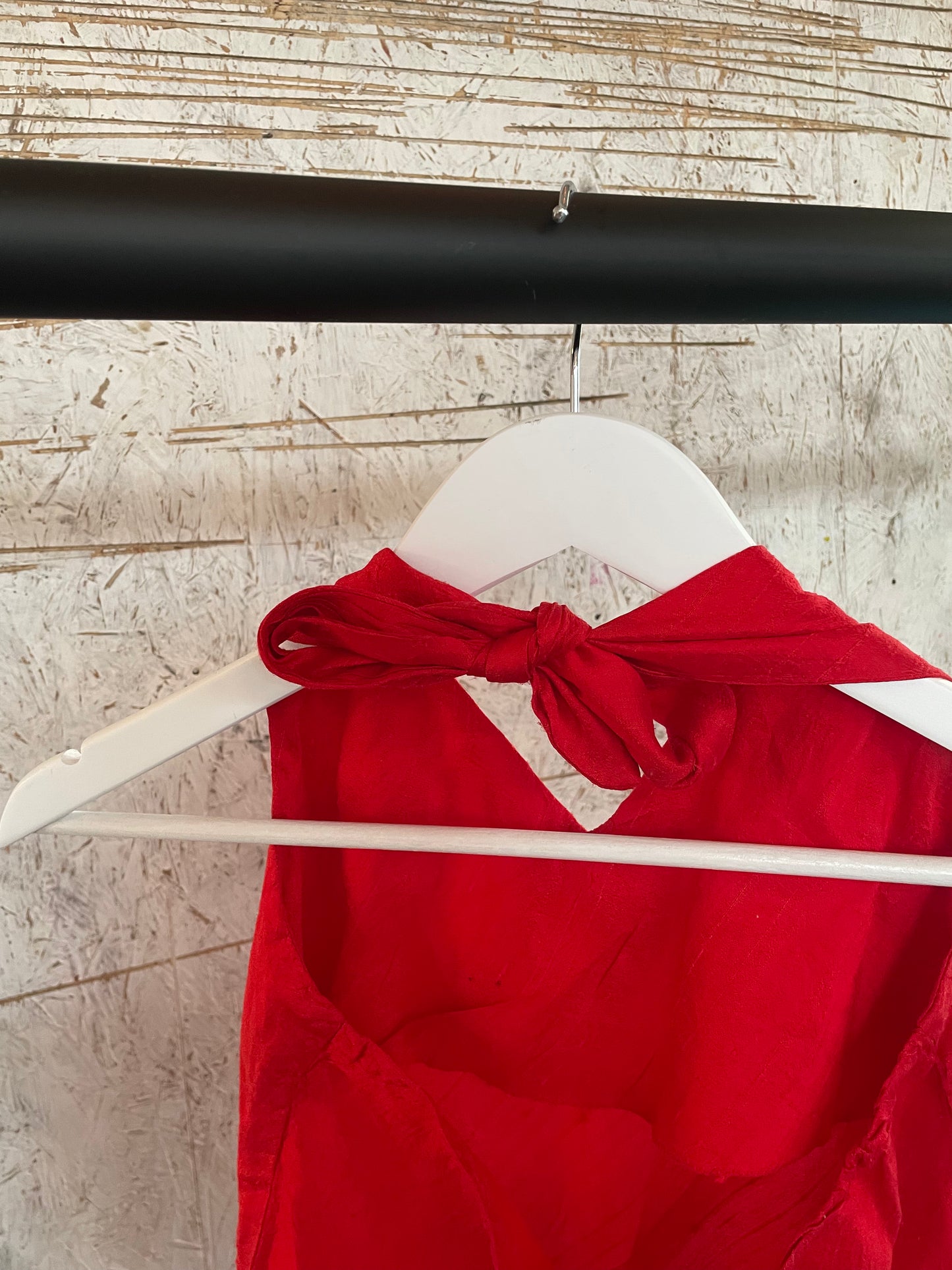 Handmade Silk Red Top with Flower