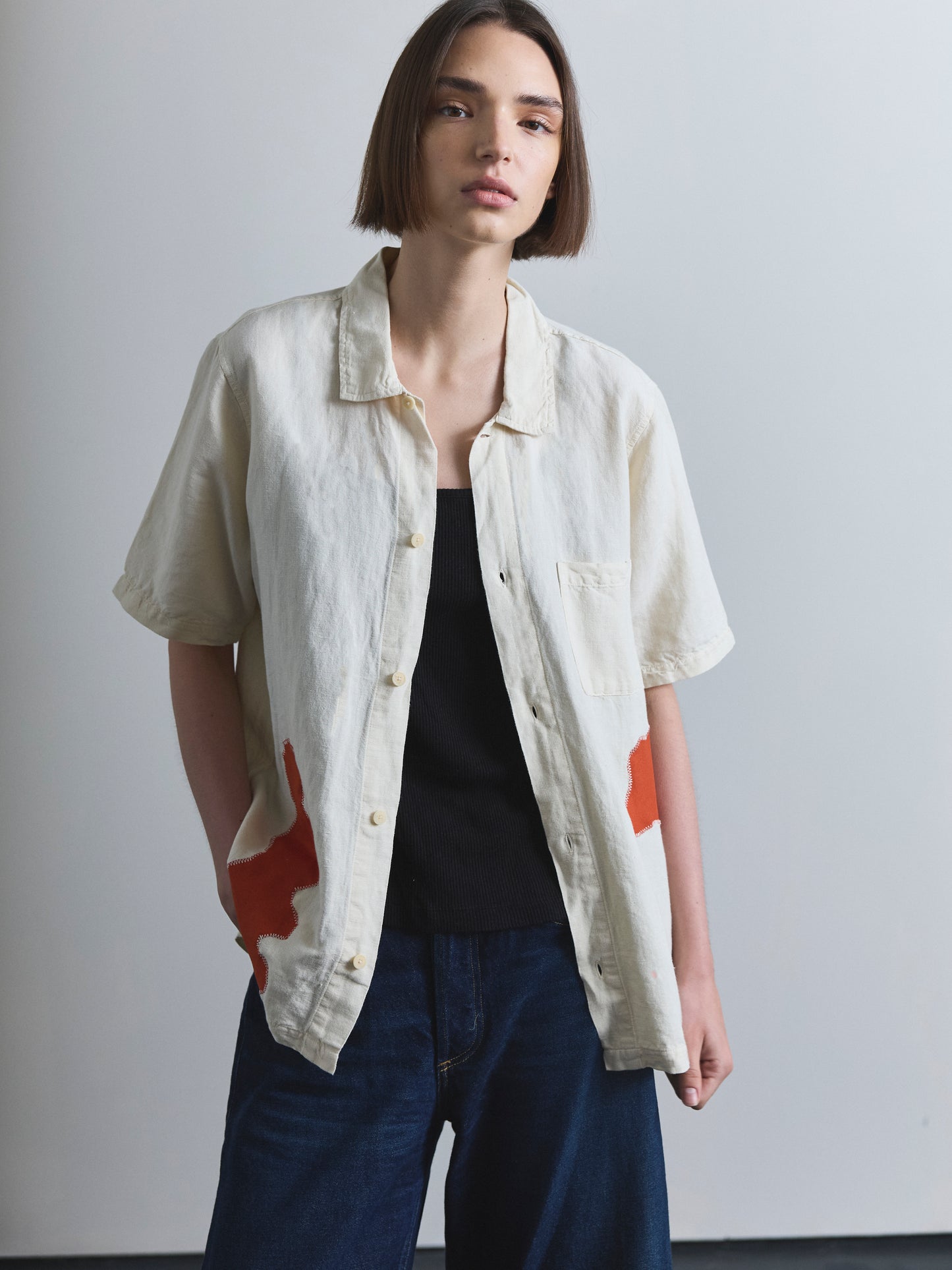 Linen Shirt with Appliqué