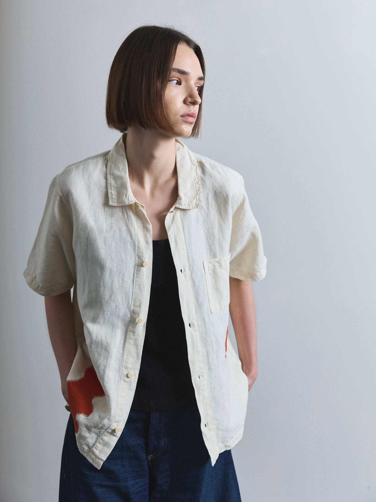 Linen Shirt with Appliqué