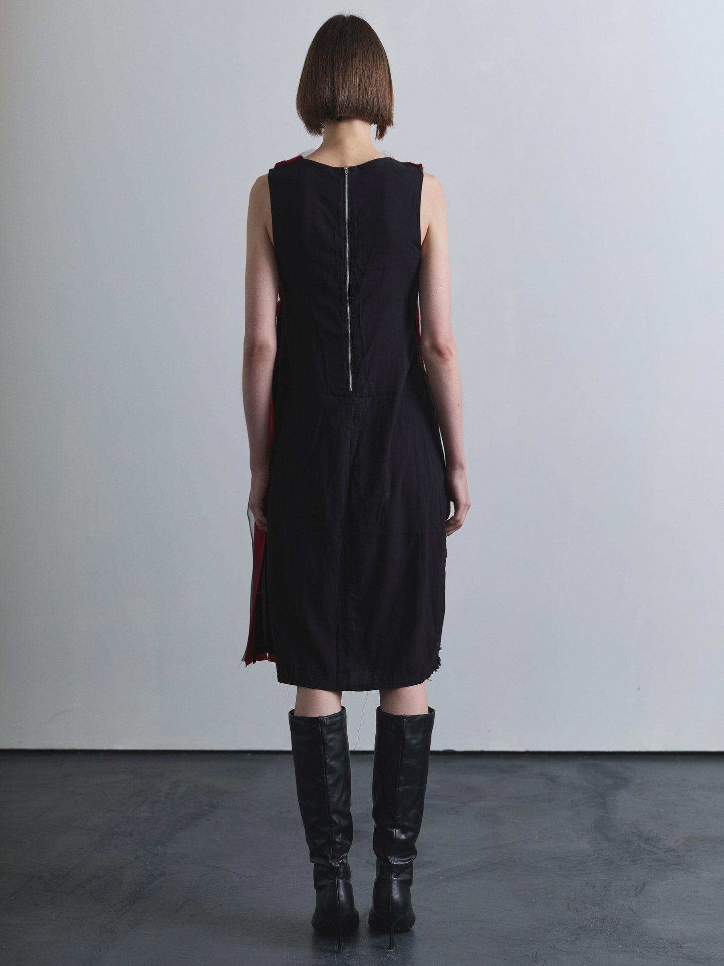Pleat Fray Dress - Black