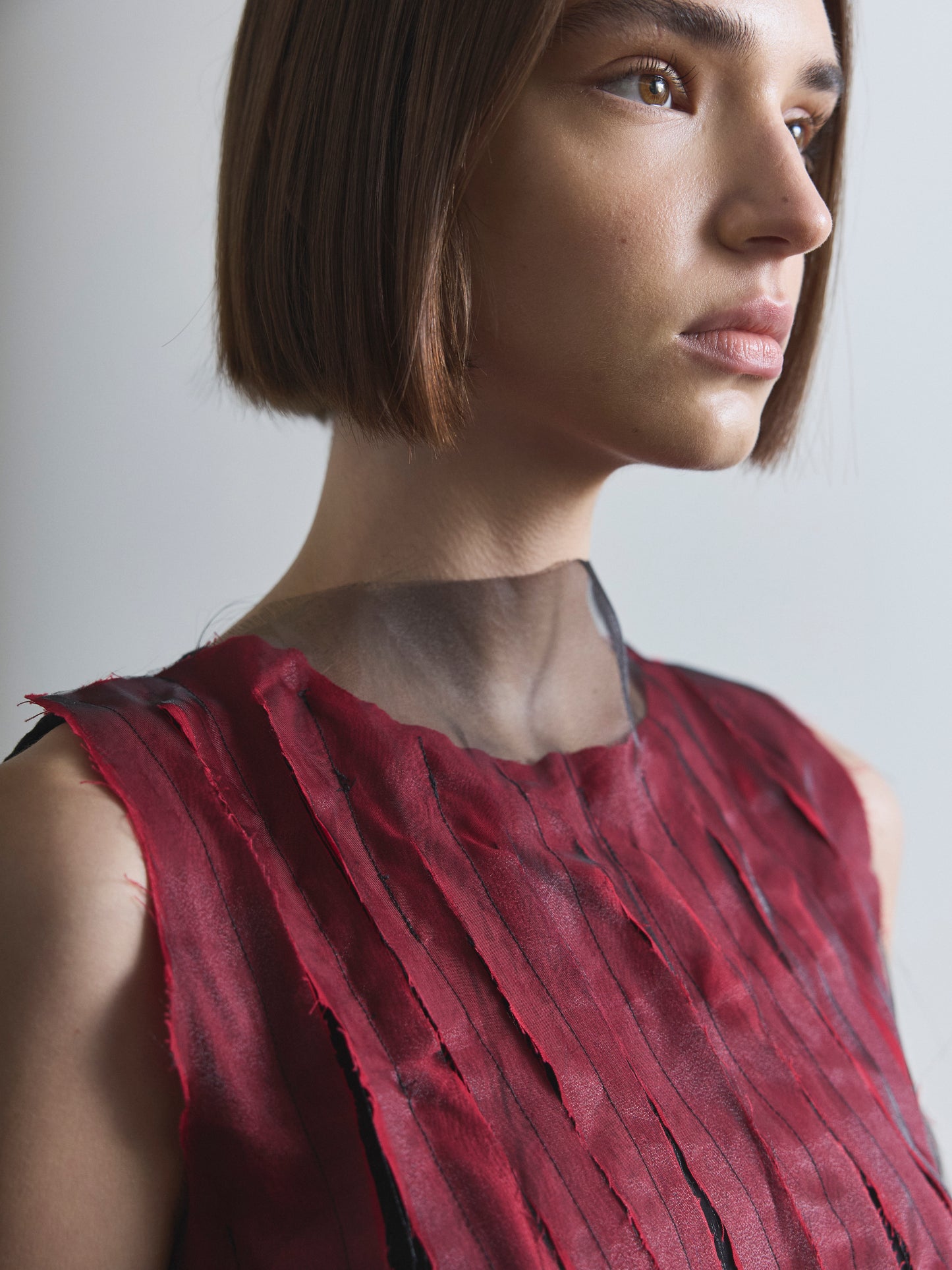 Pleat Fray Dress - Black