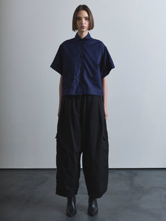 Handmade Navy Shirt with Embroidery