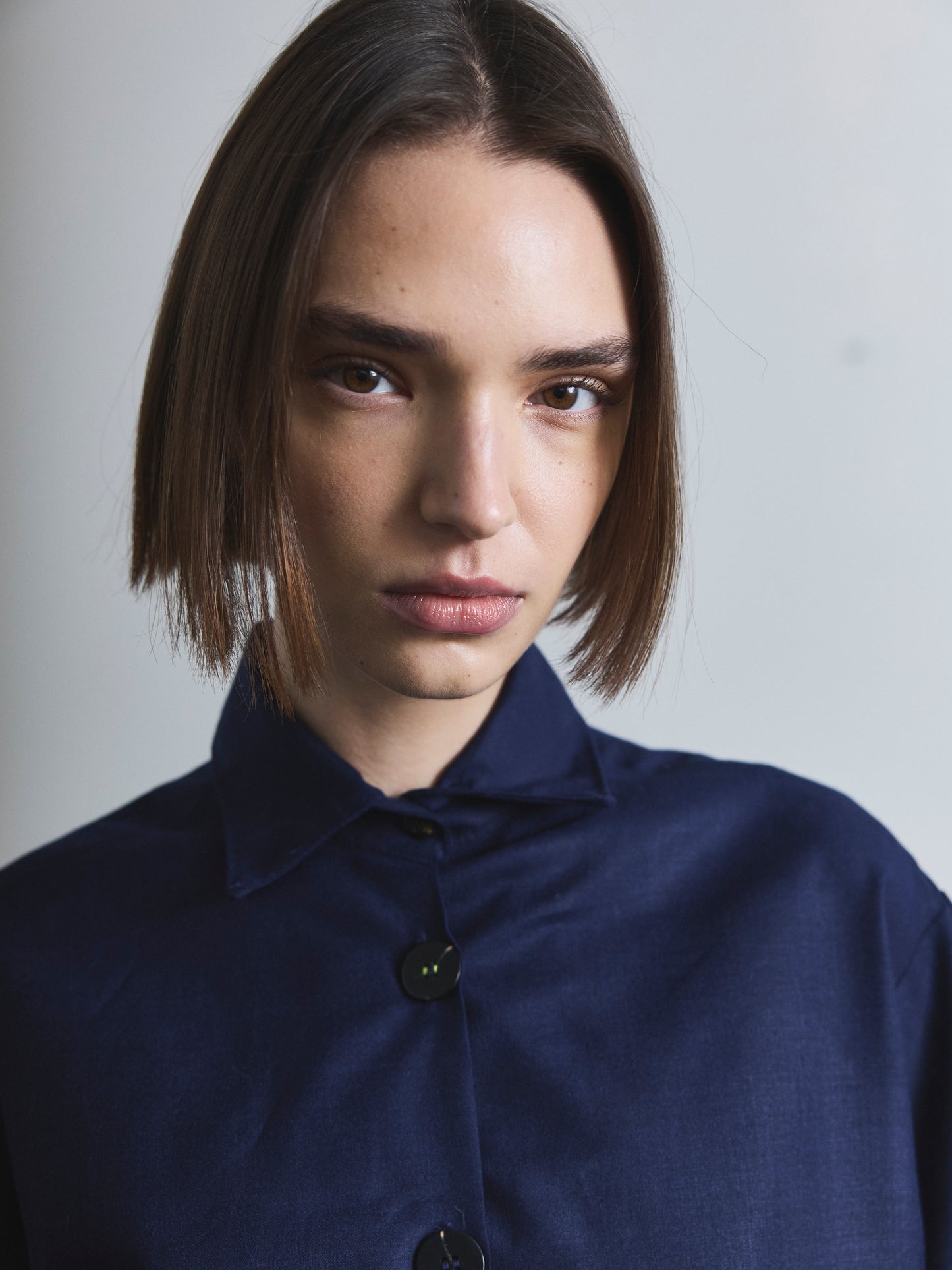Handmade Navy Shirt with Embroidery