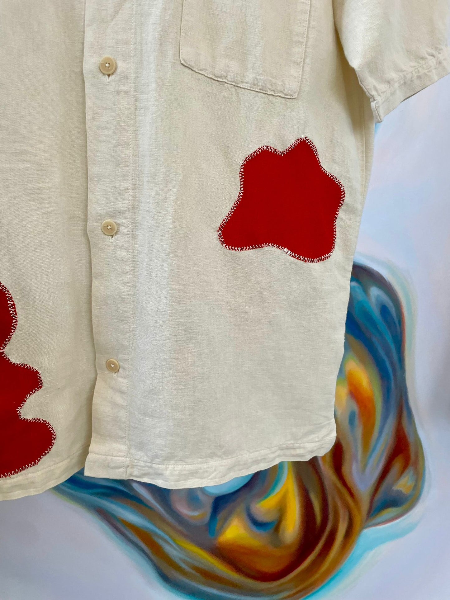 SS linen Shirt with Appliqué