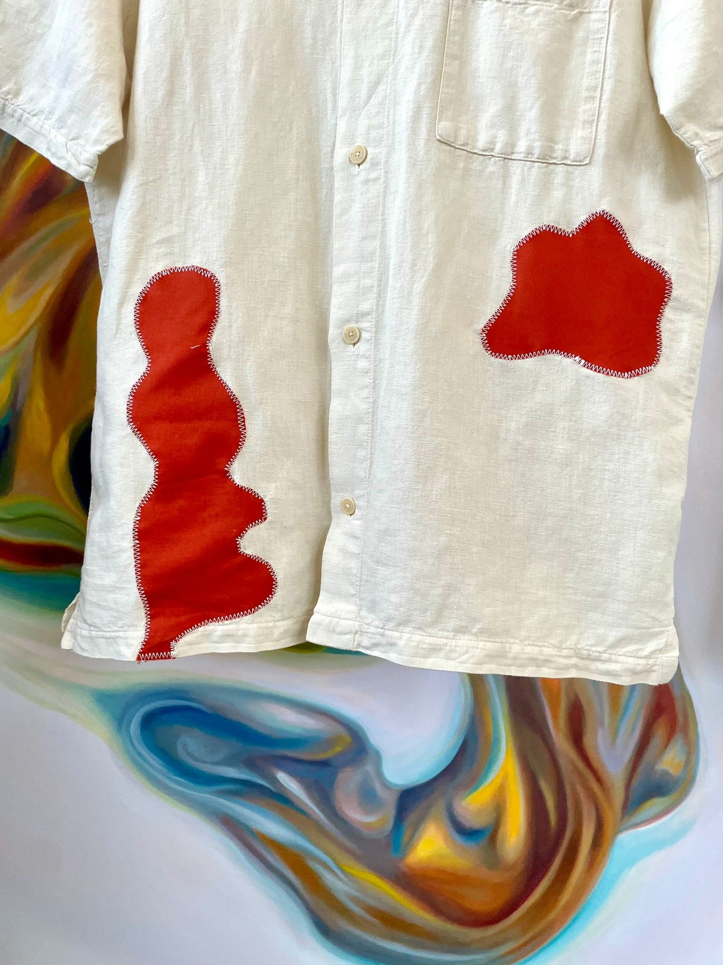 SS linen Shirt with Appliqué