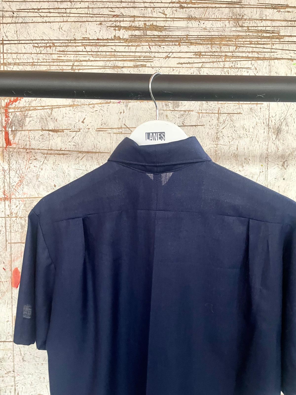 Handmade Navy Shirt with Embroidery